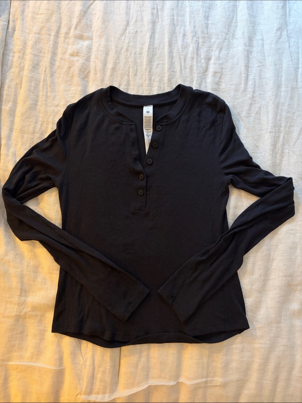 lululemon athletica Black Long-Sleeve Henley Top